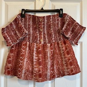 Miami (XL) Orange and White Snakeskin Print Blouse